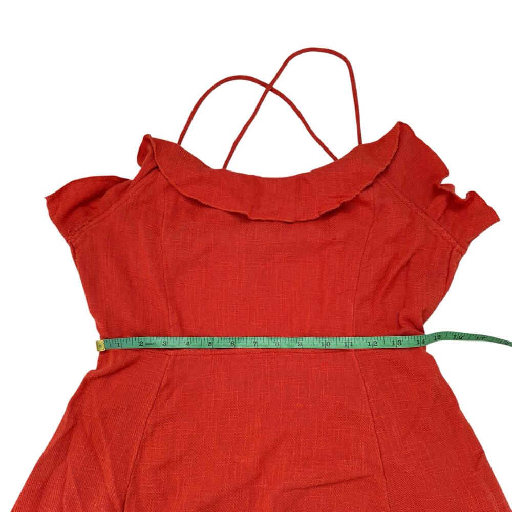 FREE PEOPLE Orange More Than Gauze Cotton Tie-Back Halter Mini Dress Size Large - Picture 9 of 13